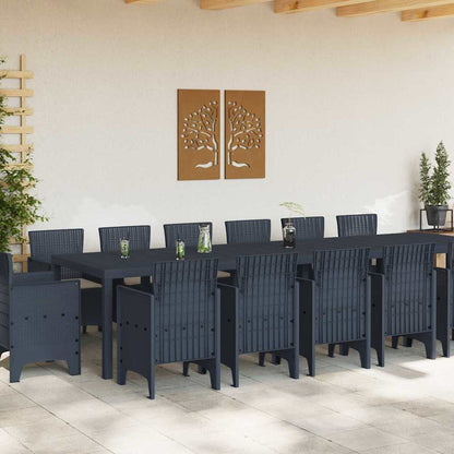 Set da Pranzo per Giardino 15 pcs Antracite Rattan Polt - homemem39
