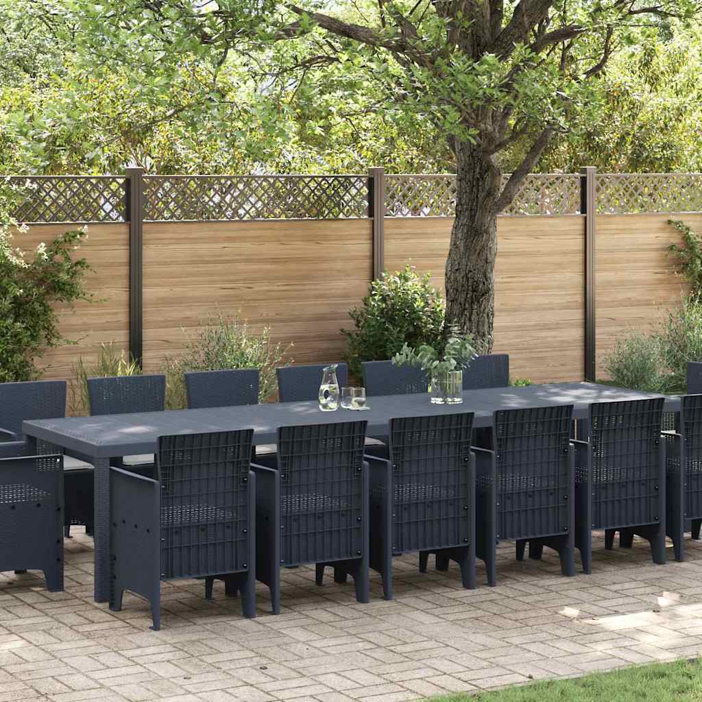Set da Pranzo per Giardino 15 pcs Antracite Rattan Polt - homemem39