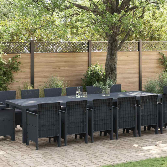 Set da Pranzo per Giardino 15 pcs Antracite Rattan Polt - homemem39