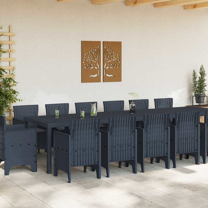 Set da Pranzo per Giardino 15 pcs Antracite Rattan Polt - homemem39