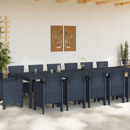 Set da Pranzo per Giardino 15 pcs Antracite Rattan Polt - homemem39