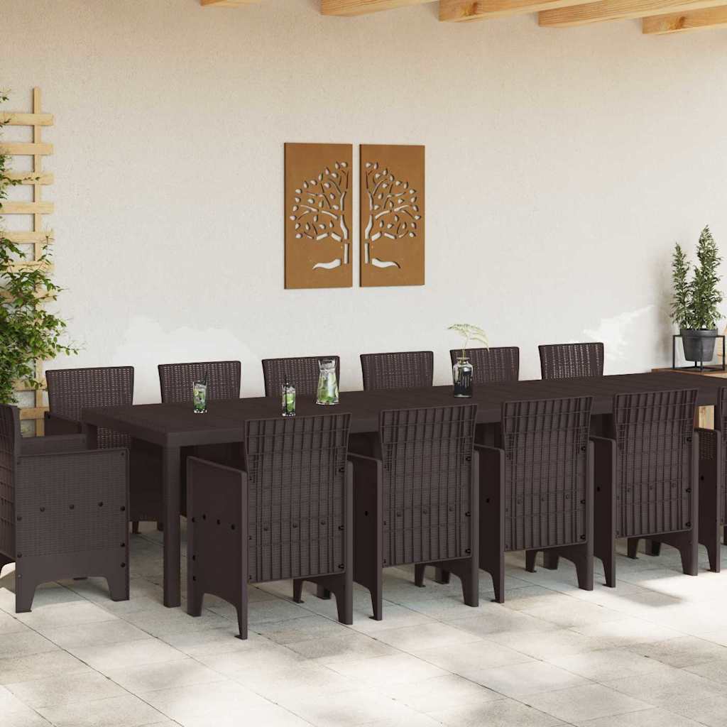 Set da Pranzo per Giardino 15 pcs Marrone Rattan Polt - homemem39