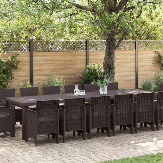 Set da Pranzo per Giardino 15 pcs Marrone Rattan Polt - homemem39