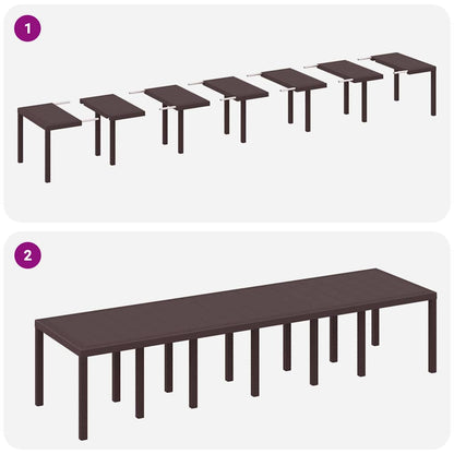 Set da Pranzo per Giardino 15 pcs Marrone Rattan Polt - homemem39