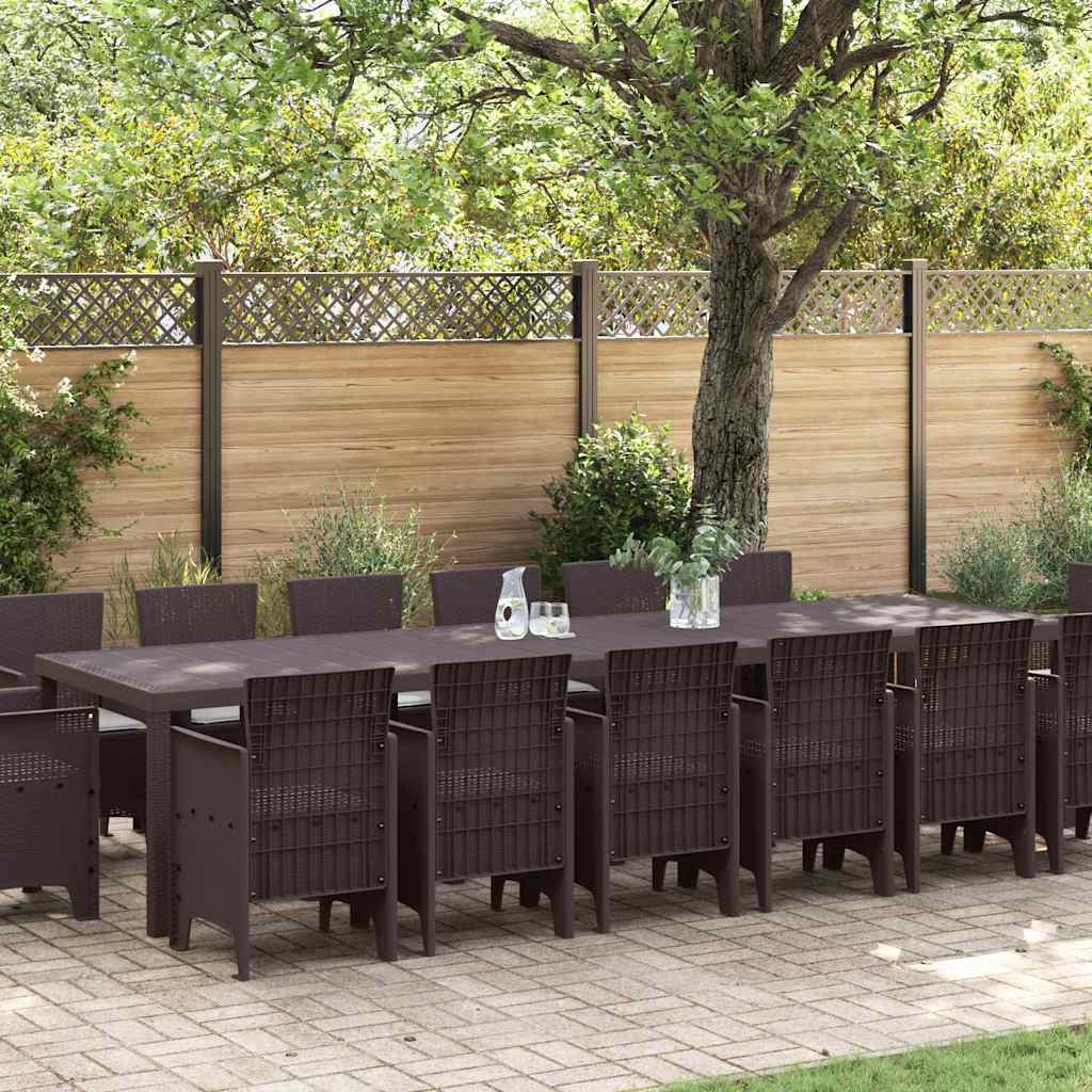 Set da Pranzo per Giardino 15 pcs Marrone Rattan Polt - homemem39