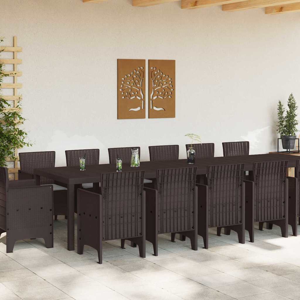 Set da Pranzo per Giardino 15 pcs Marrone Rattan Polt - homemem39