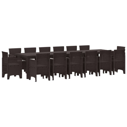 Set da Pranzo per Giardino 15 pcs Marrone Rattan Polt | homemem39