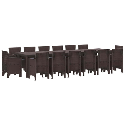 Set da Pranzo per Giardino 15 pcs Marrone Rattan Polt