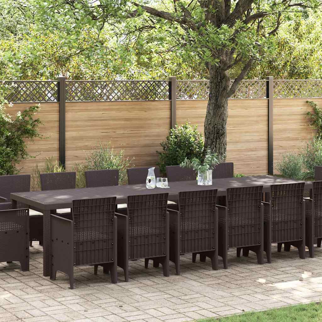 Set da Pranzo per Giardino 15 pcs Marrone Rattan Polt - homemem39