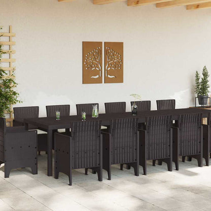 Set da Pranzo per Giardino 15 pcs Marrone Rattan Polt - homemem39