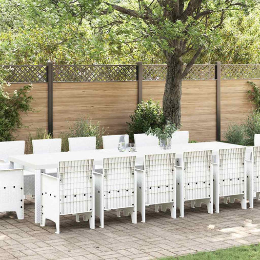 Set da Pranzo per Giardino 15 pcs Bianco Rattan Polt - homemem39