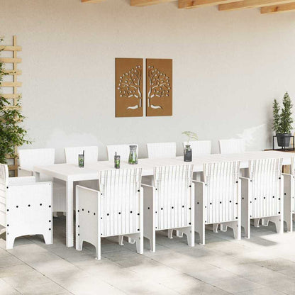 Set da Pranzo per Giardino 15 pcs Bianco Rattan Polt - homemem39