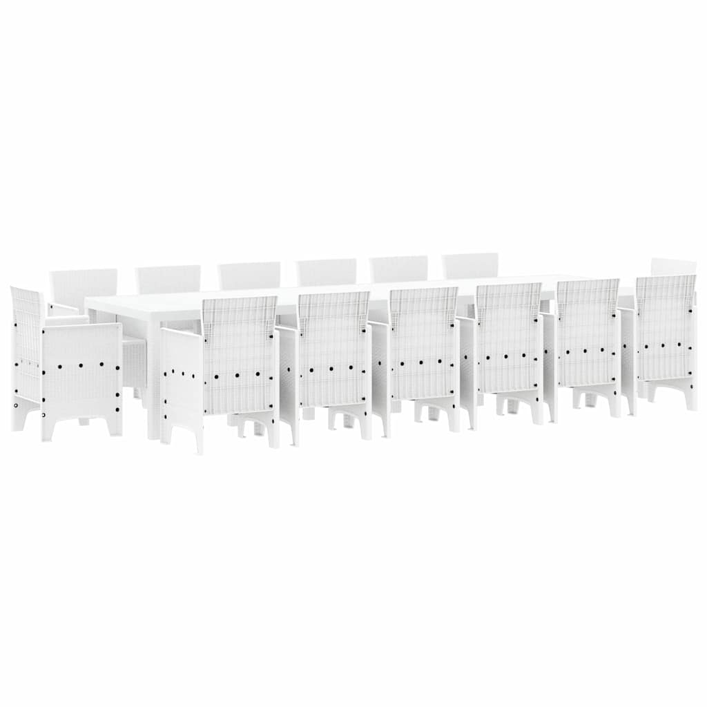 Set da Pranzo per Giardino 15 pcs Bianco Rattan Polt - homemem39