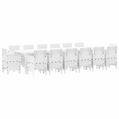 Set da Pranzo per Giardino 15 pcs Bianco Rattan Polt - homemem39