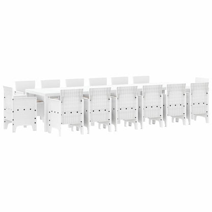 Set da Pranzo per Giardino 15 pcs Bianco Rattan Polt - homemem39