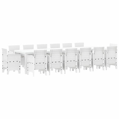 Set da Pranzo per Giardino 15 pcs Bianco Rattan Polt - homemem39
