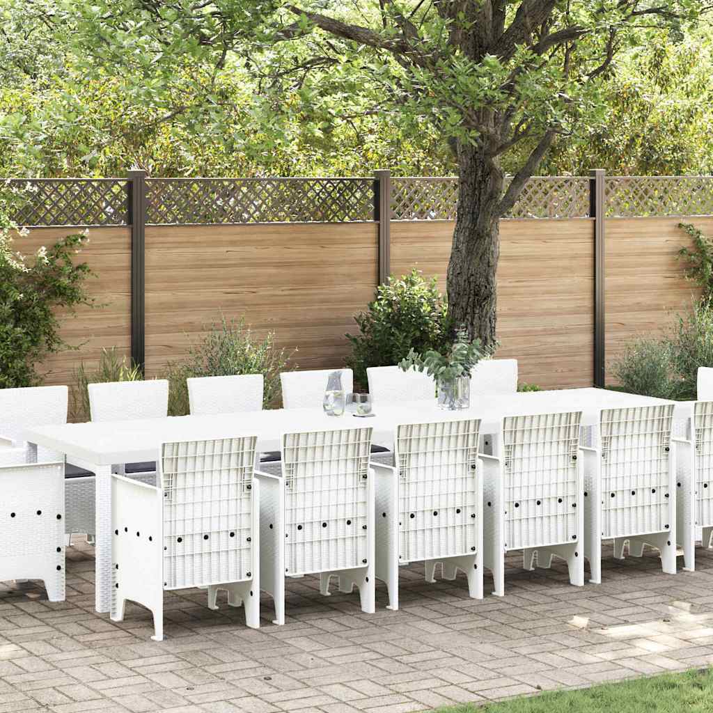 Set da Pranzo per Giardino 15 pcs Bianco Rattan Polt - homemem39