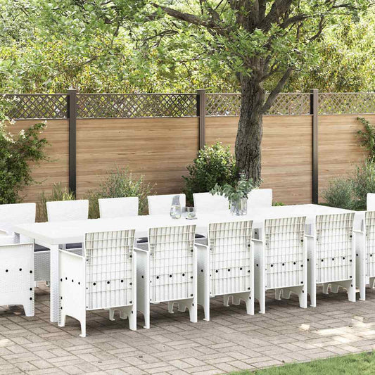 Set da Pranzo per Giardino 15 pcs Bianco Rattan Polt - homemem39