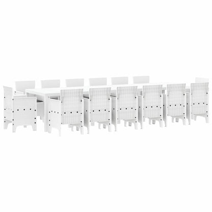 Set da Pranzo per Giardino 15 pcs Bianco Rattan Polt - homemem39