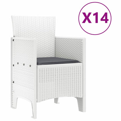 Set da Pranzo per Giardino 15 pcs Bianco Rattan Polt - homemem39