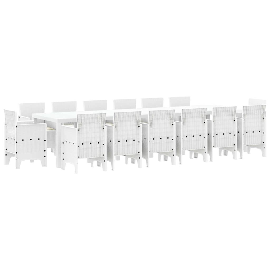 Set da Pranzo per Giardino 15 pcs Bianco Rattan Polt - homemem39