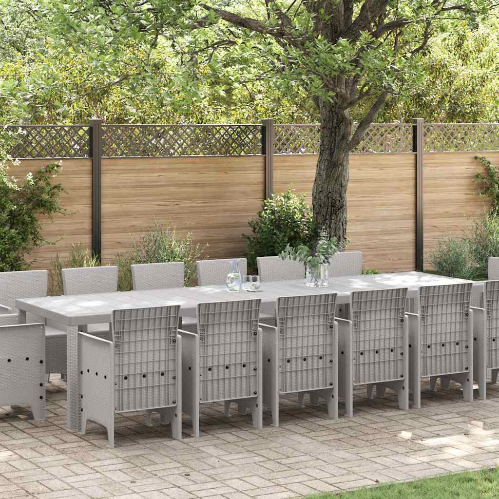 Set da Pranzo per Giardino 15 pcs Grigio chiaro Rattan Polt - homemem39