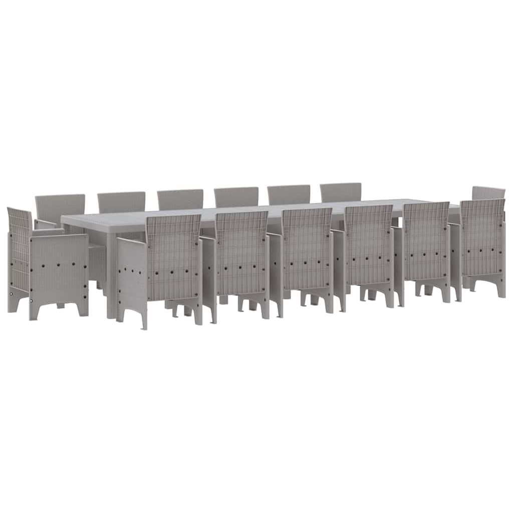 Set da Pranzo per Giardino 15 pcs Grigio chiaro Rattan Polt - homemem39