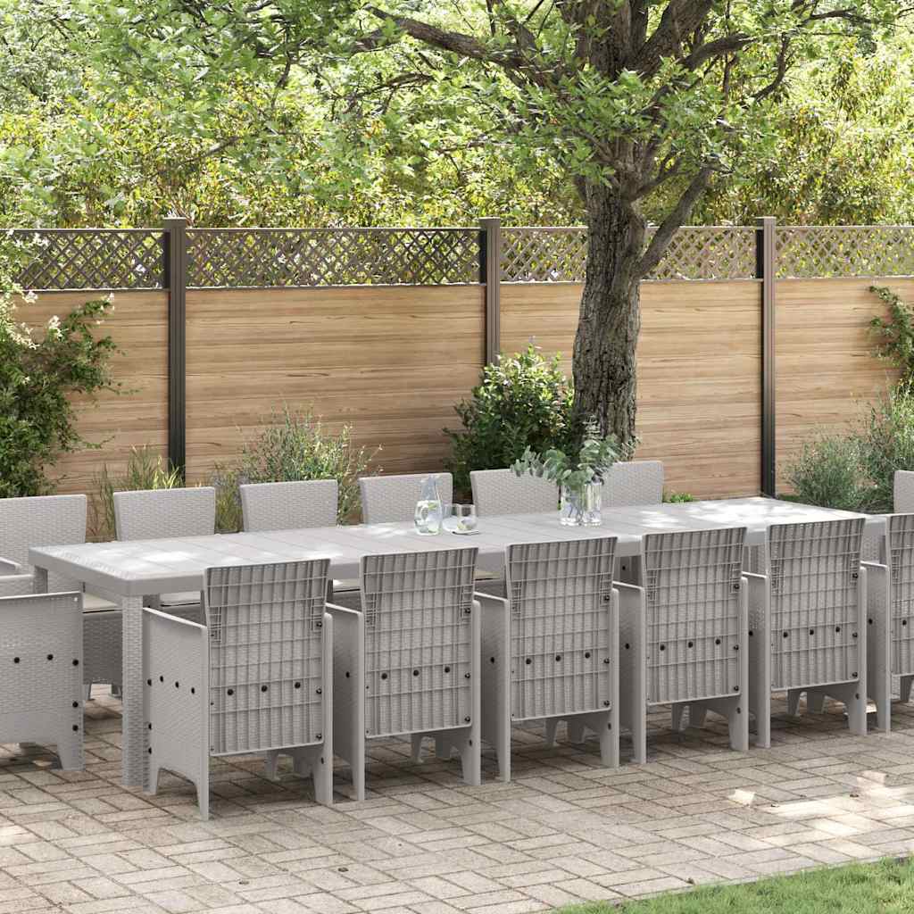 Set da Pranzo per Giardino 15 pcs Grigio chiaro Rattan Polt - homemem39