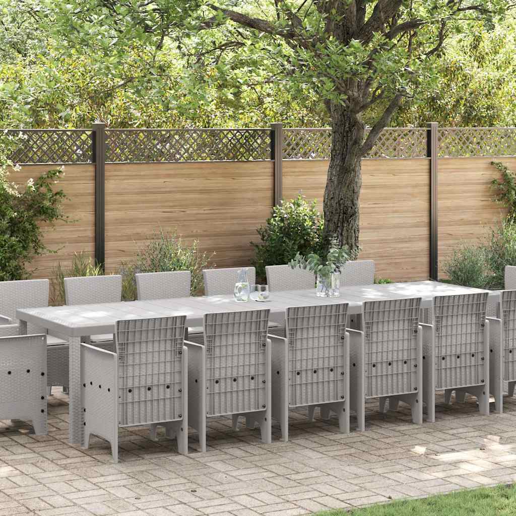 Set da Pranzo per Giardino 15 pcs Grigio chiaro Rattan Polt - homemem39