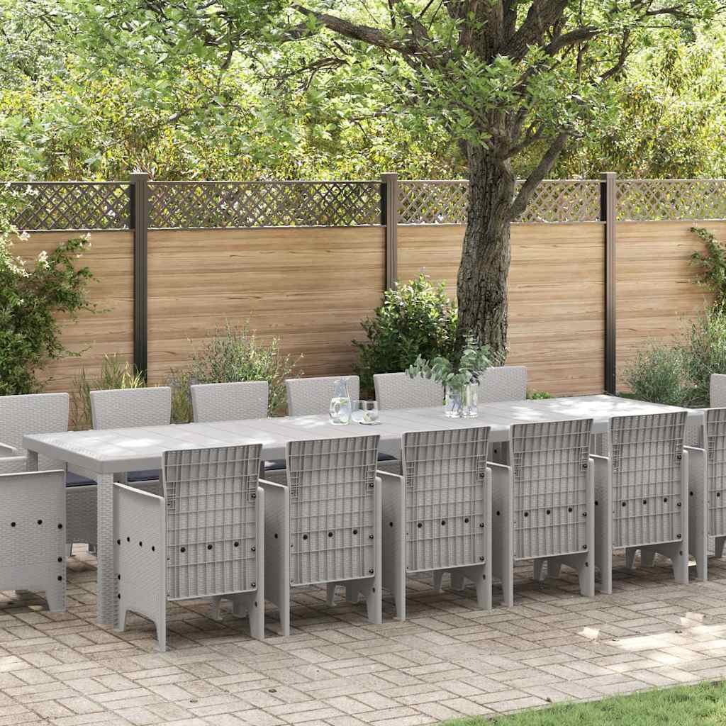 Set da Pranzo per Giardino 15 pcs Grigio chiaro Rattan Polt - homemem39
