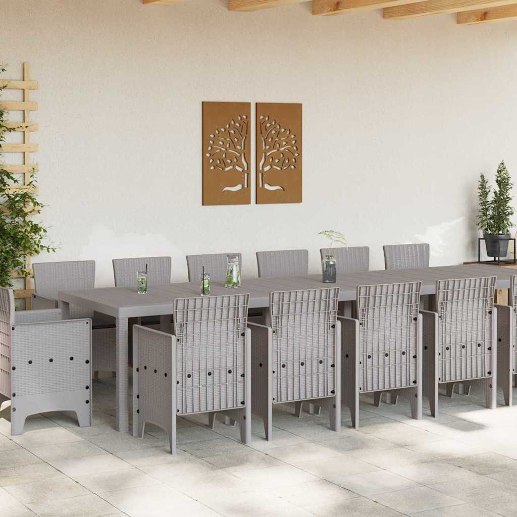 Set da Pranzo per Giardino 15 pcs Grigio chiaro Rattan Polt - homemem39
