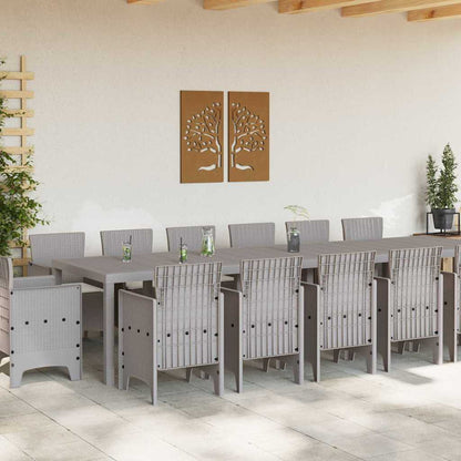 Set da Pranzo per Giardino 15 pcs Grigio chiaro Rattan Polt - homemem39