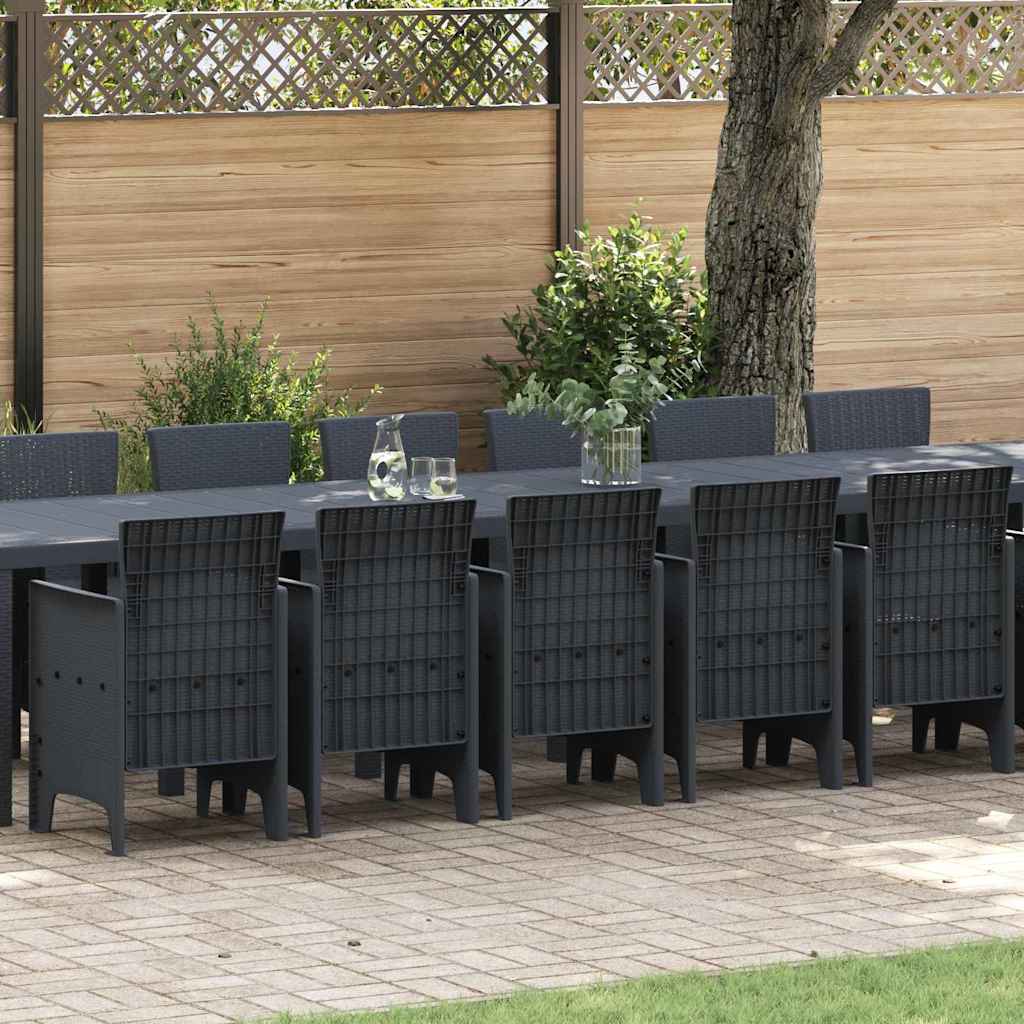 Set da Pranzo per Giardino 17 pcs Antracite Rattan Polt - homemem39