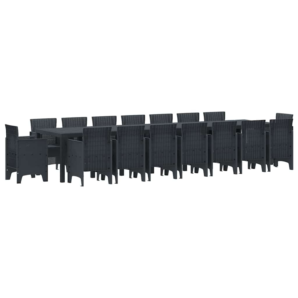 Set da Pranzo per Giardino 17 pcs Antracite Rattan Polt - homemem39