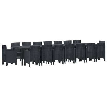 Set da Pranzo per Giardino 17 pcs Antracite Rattan Polt - homemem39