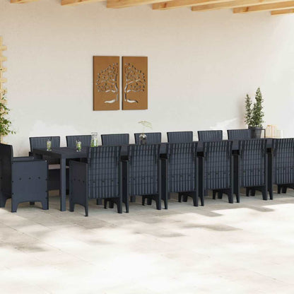 Set da Pranzo per Giardino 17 pcs Antracite Rattan Polt - homemem39