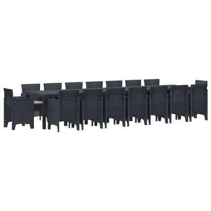 Set da Pranzo per Giardino 17 pcs Antracite Rattan Polt - homemem39