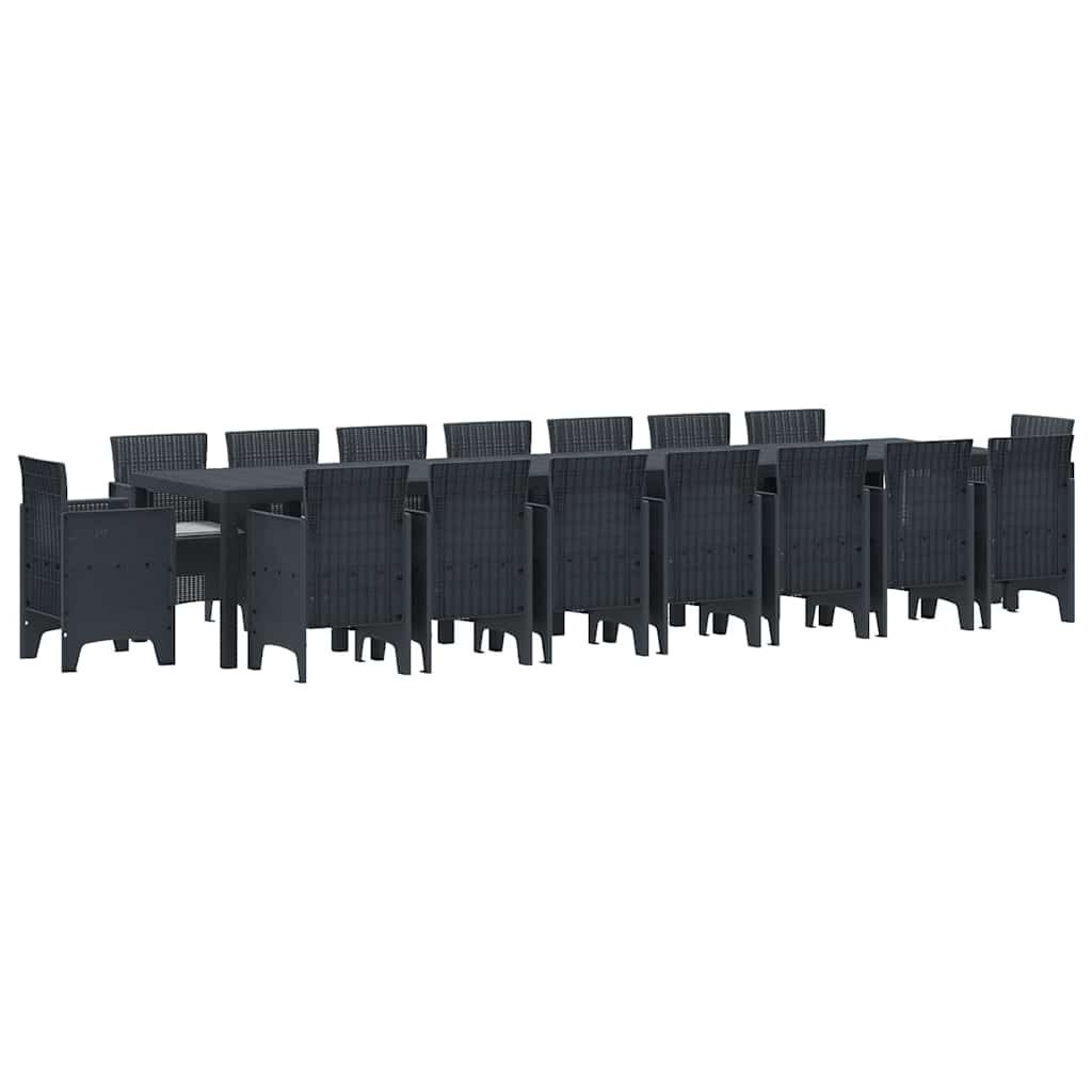 Set da Pranzo per Giardino 17 pcs Antracite Rattan Polt - homemem39