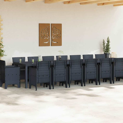 Set da Pranzo per Giardino 17 pcs Antracite Rattan Polt - homemem39
