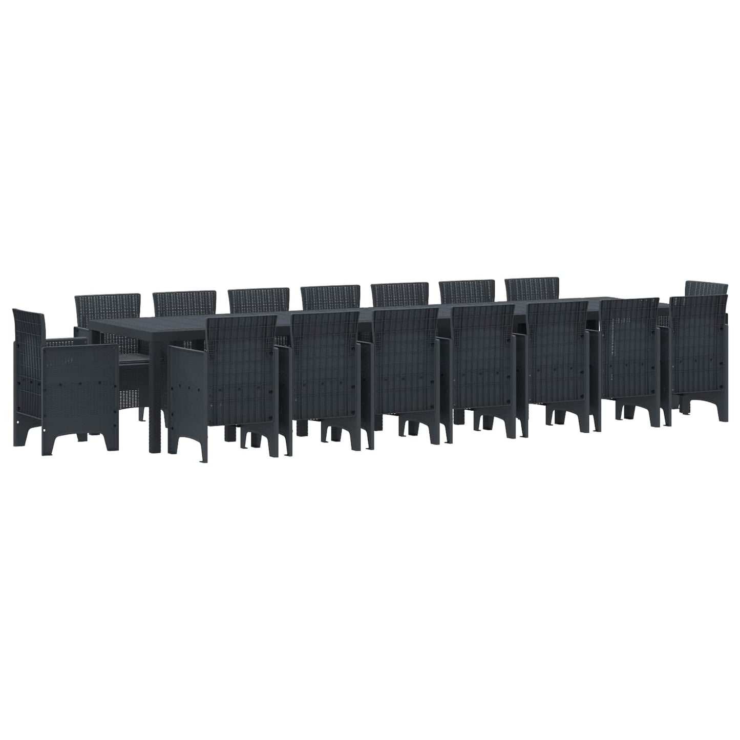 Set da pranzo da giardino con cuscini 17 pcs Antracite PP