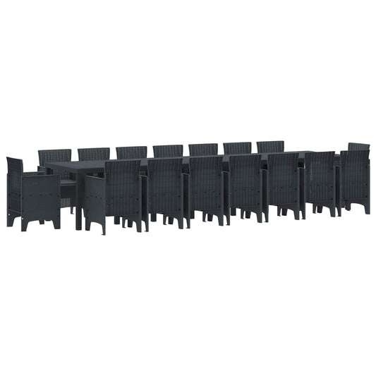 Set da pranzo da giardino con cuscini 17 pcs Antracite PP