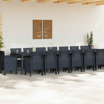 Set da Pranzo per Giardino 17 pcs Antracite Rattan Polt - homemem39
