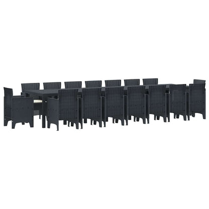 Set da Pranzo per Giardino 17 pcs Antracite Rattan Polt - homemem39