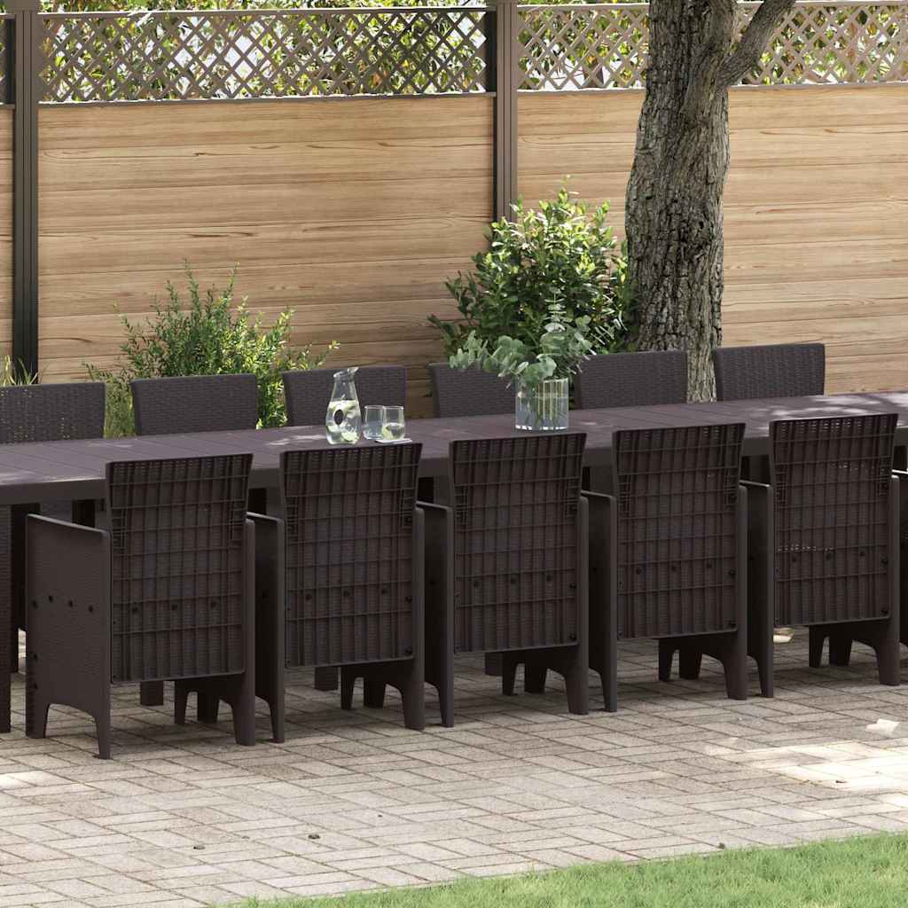 Set da Pranzo per Giardino 17 pcs Marrone Rattan Polt - homemem39