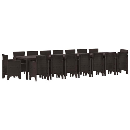 Set da Pranzo per Giardino 17 pcs Marrone Rattan Polt - homemem39