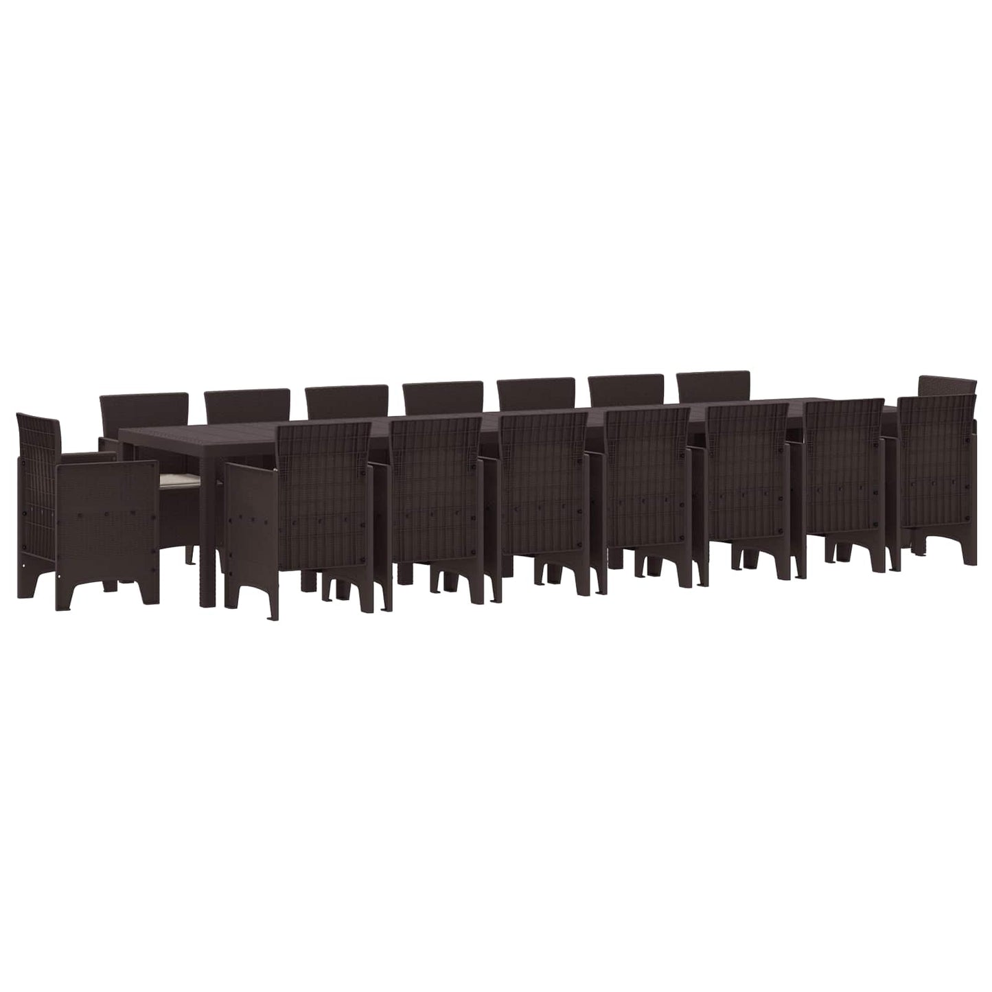 Set da pranzo da giardino con cuscini 17 pcs Marrone PP