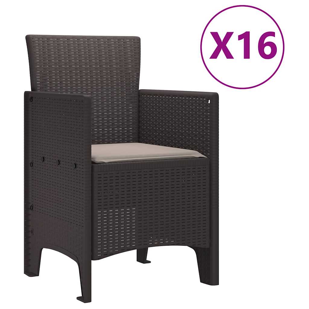 Set da Pranzo per Giardino 17 pcs Marrone Rattan Polt - homemem39