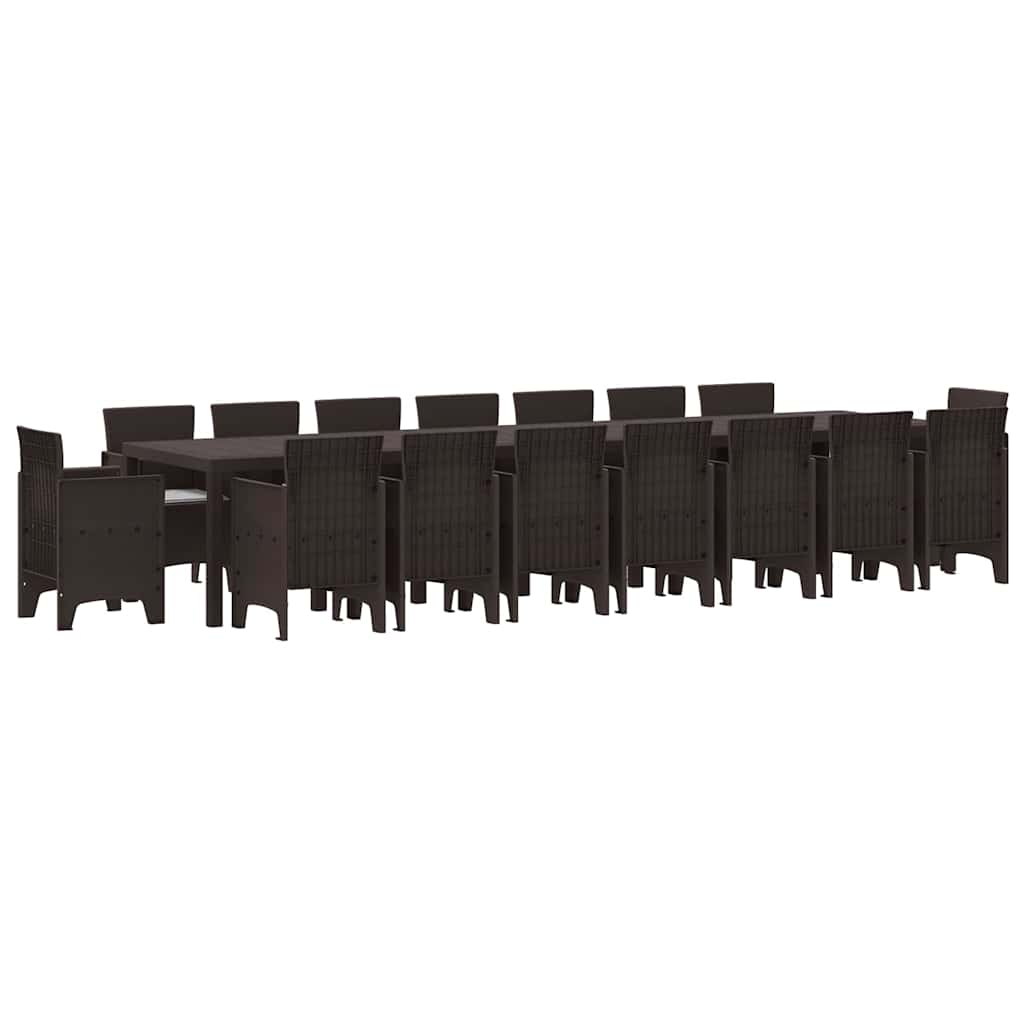 Set da Pranzo per Giardino 17 pcs Marrone Rattan Polt - homemem39