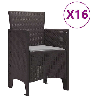 Set da Pranzo per Giardino 17 pcs Marrone Rattan Polt - homemem39