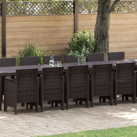Set da Pranzo per Giardino 17 pcs Marrone Rattan Polt - homemem39